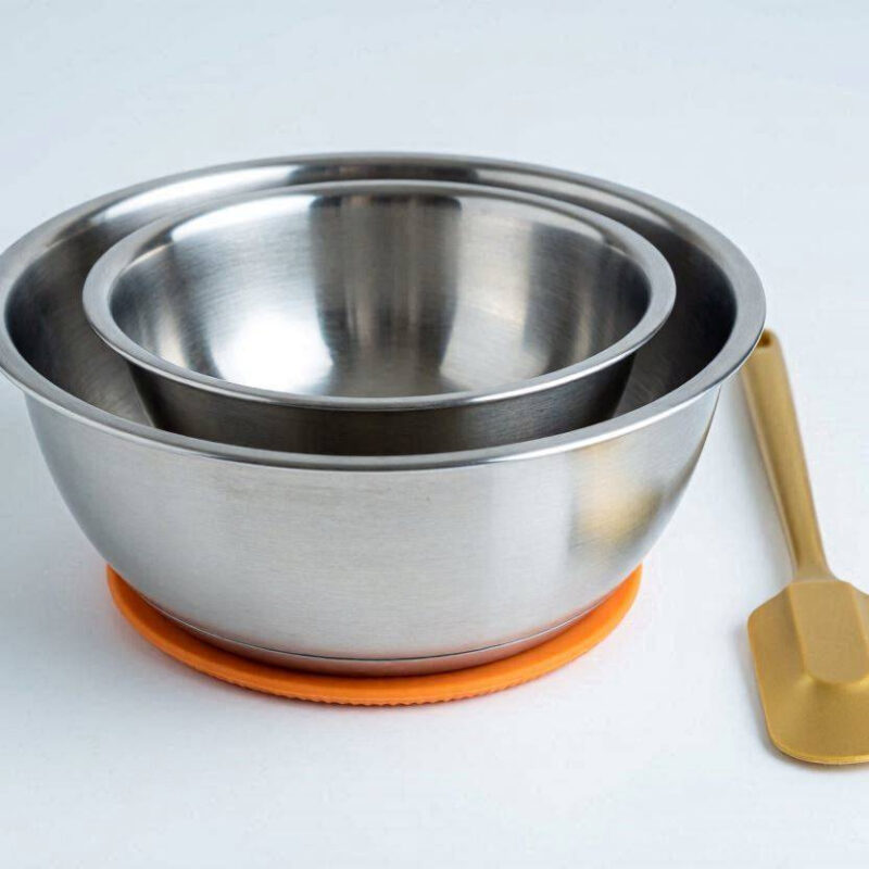 Kit Tigelas Inox com Base Antiderrapante
